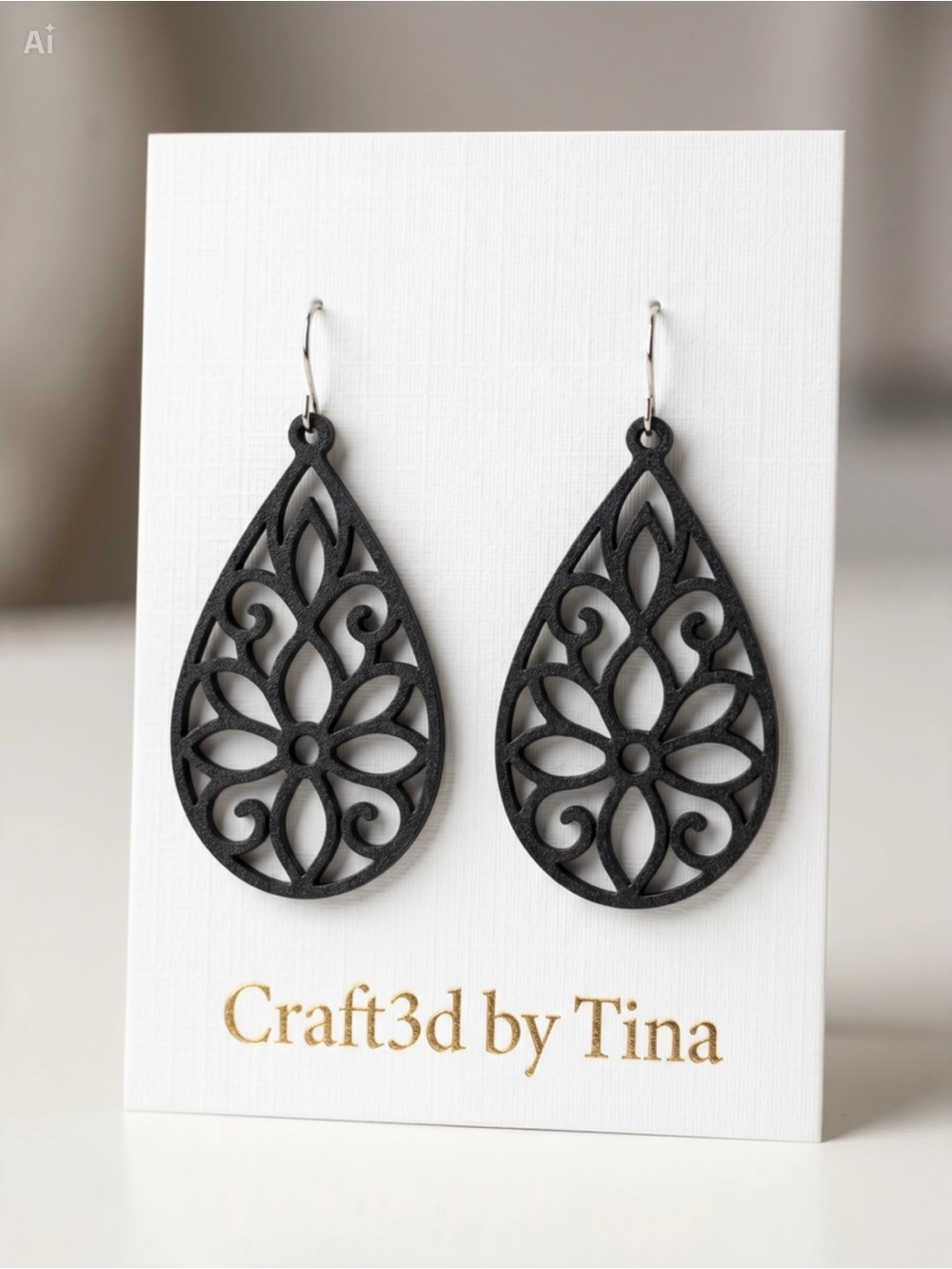 Black Filigree Teardrop Earrings